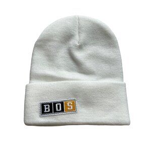 Beechfield BOS Boston Hockey Beanie Hat Unisex OS White Acrylic Cozy Knit Staple